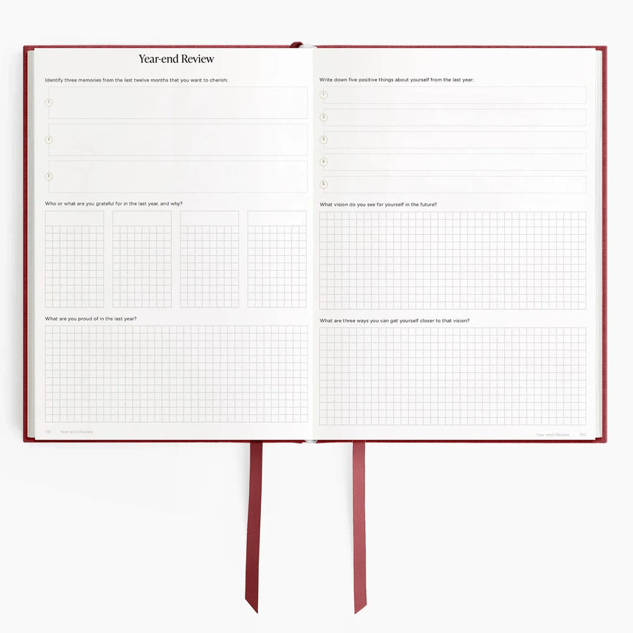 2026 A5 Minimalist Horizontal Planner - Scarlet Oak