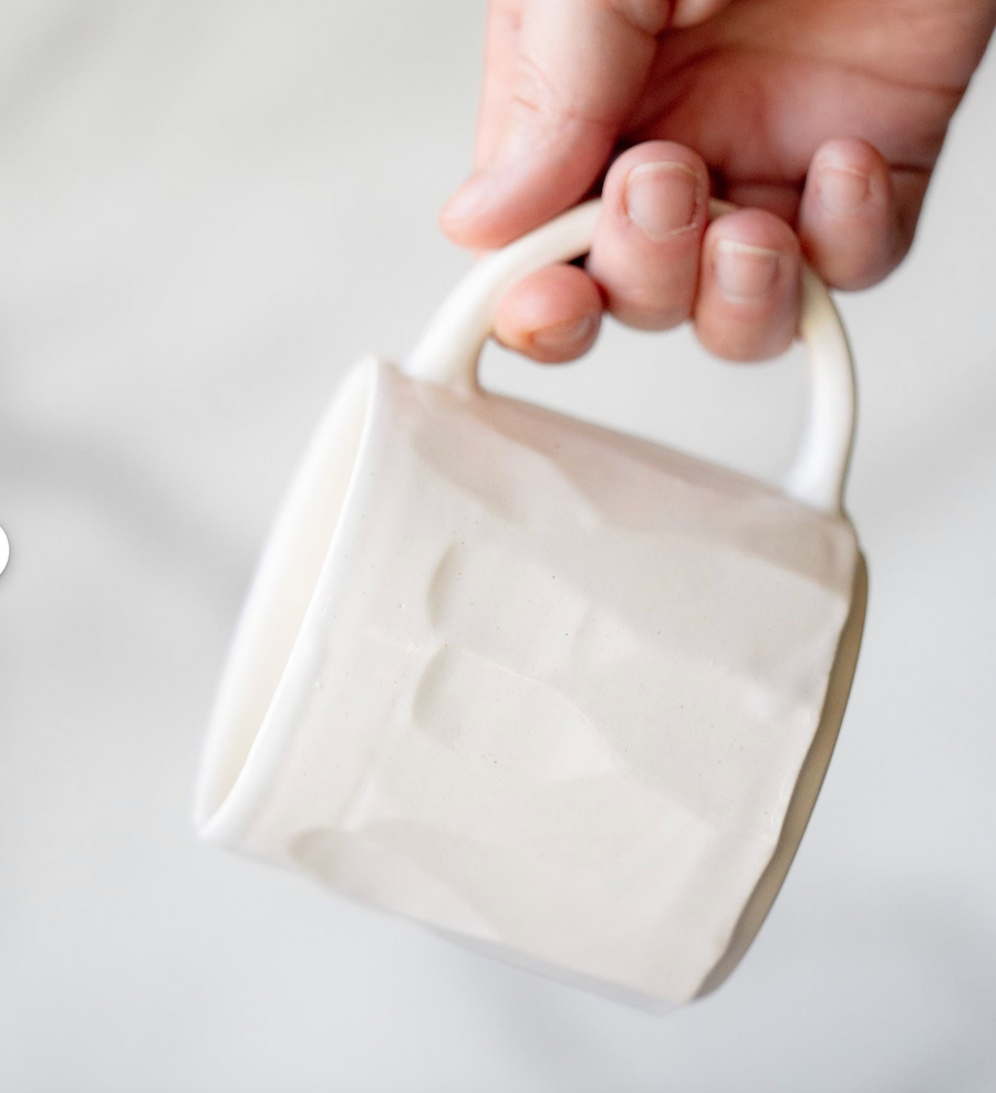 Modern Handmade White Ceramic Mug: 14 ounces