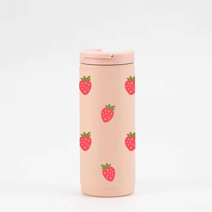 Insulated 16oz Tumbler  |  Pale Pink  |  Strawberries