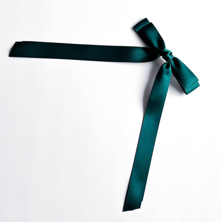 Emerald Green Satin Bow Hair Clip