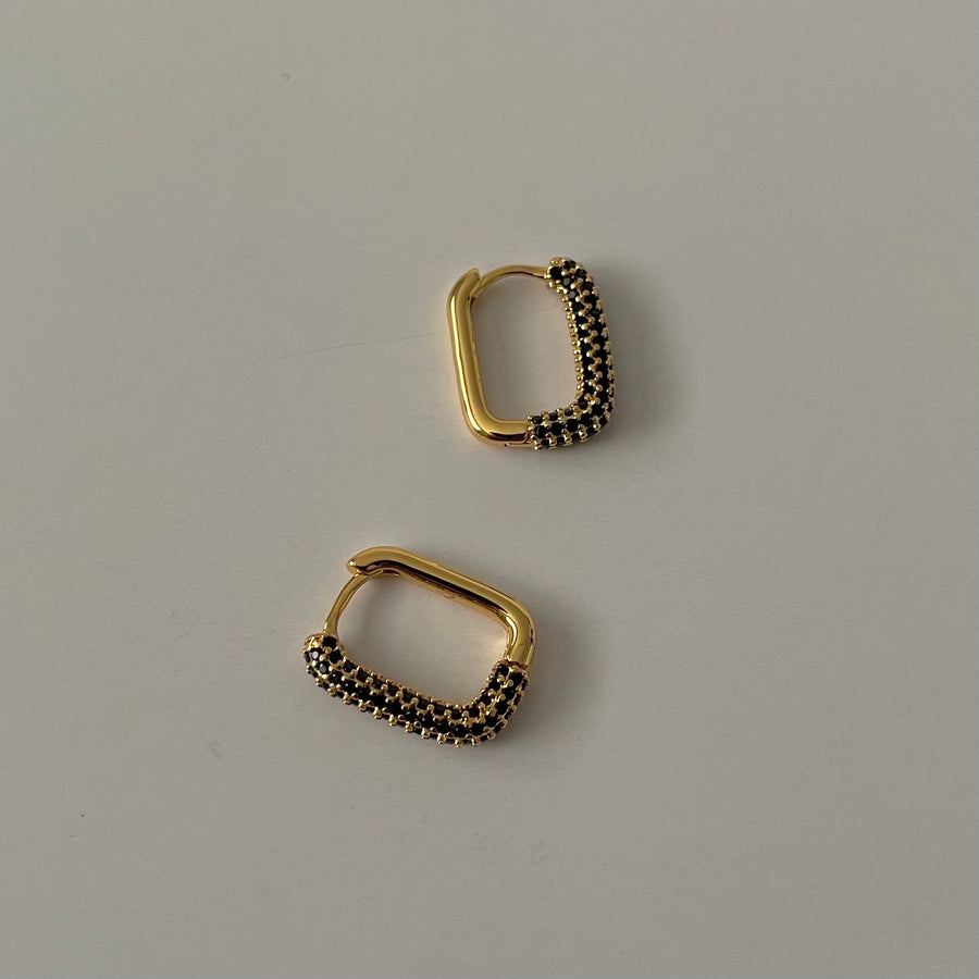 Rectangle Stone Earrings  |  Black Zirconia