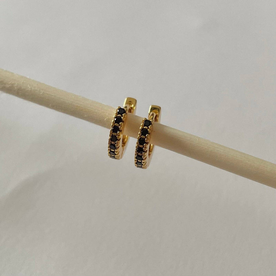Tara Huggies  |  Black Zirconia  |  Gold