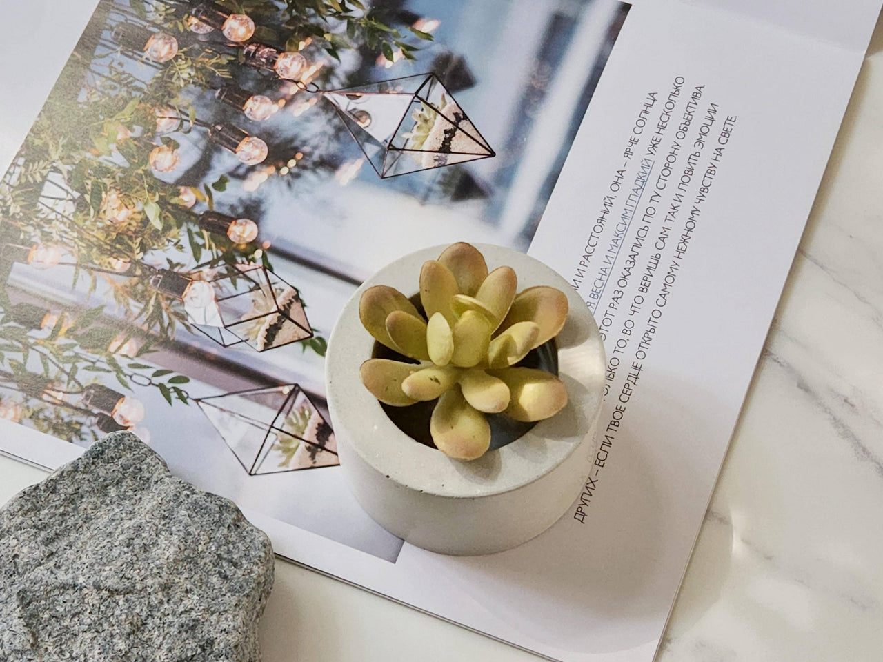 Round Jesmonite Tea Light Holder  |  Cement Grey