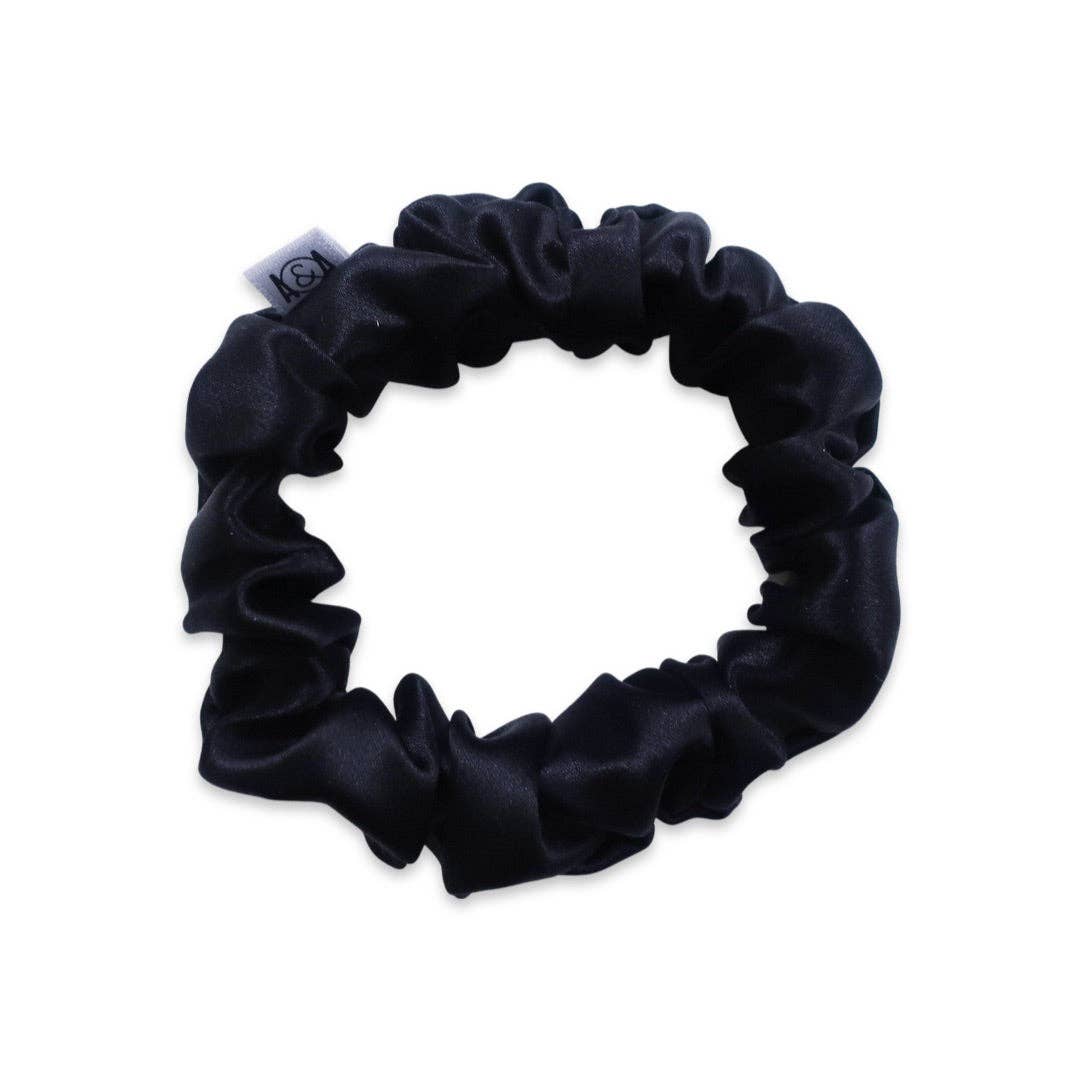 100% Silk Scrunchie  |  Black  |  Mini