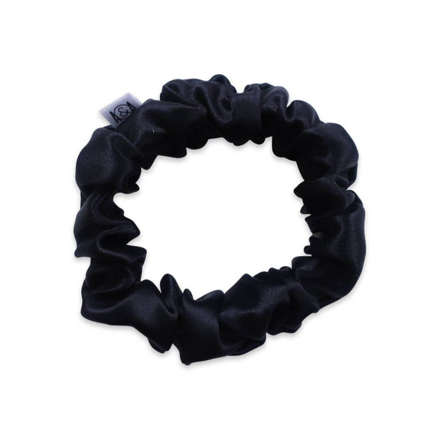 100% Silk Scrunchie  |  Black  |  Mini