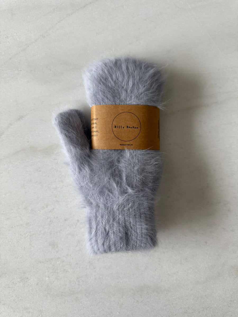 Fluffy Angora Mittens -  Baby blue