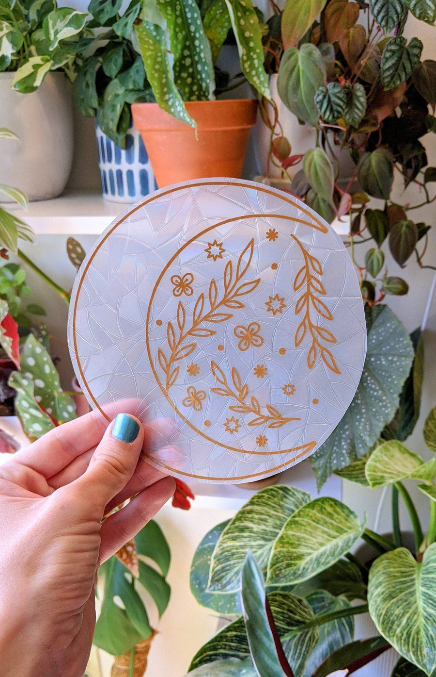 Floral Moon Suncatcher Sticker