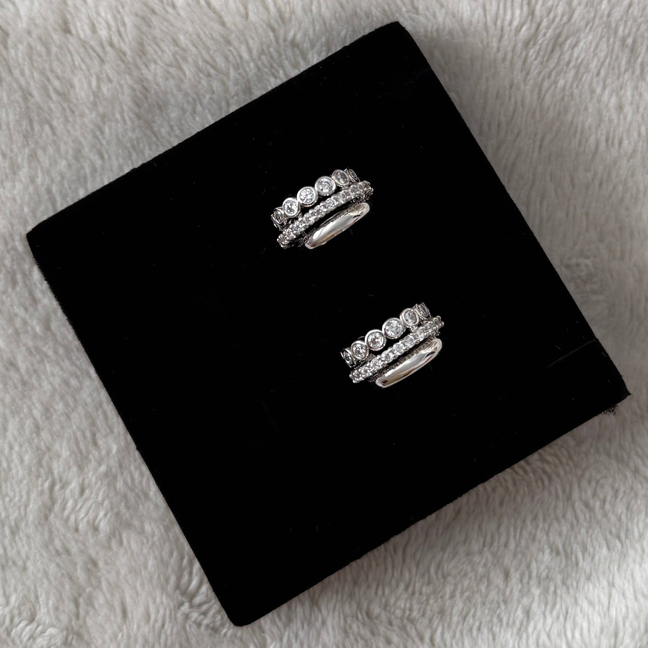 Bushra Huggies  |  White Zirconia  |  Silver