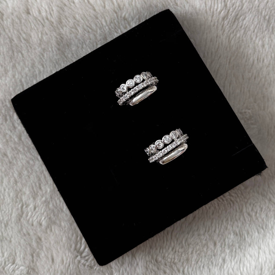 Bushra Huggies  |  White Zirconia  |  Silver