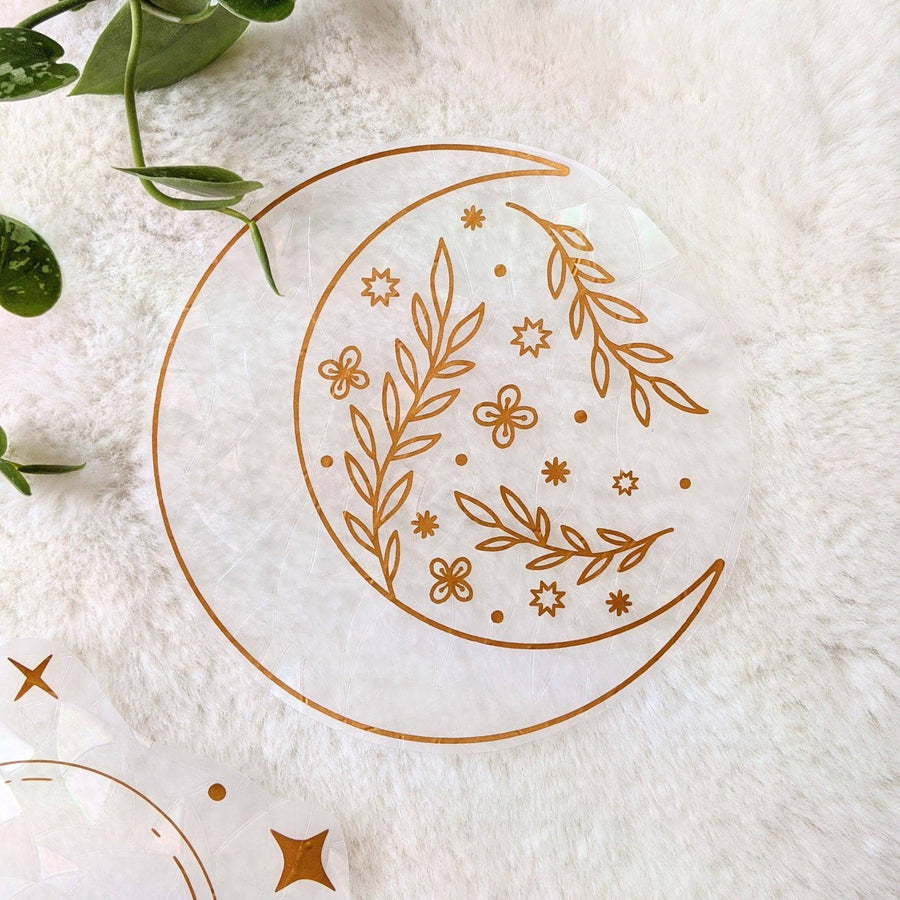 Floral Moon Suncatcher Sticker