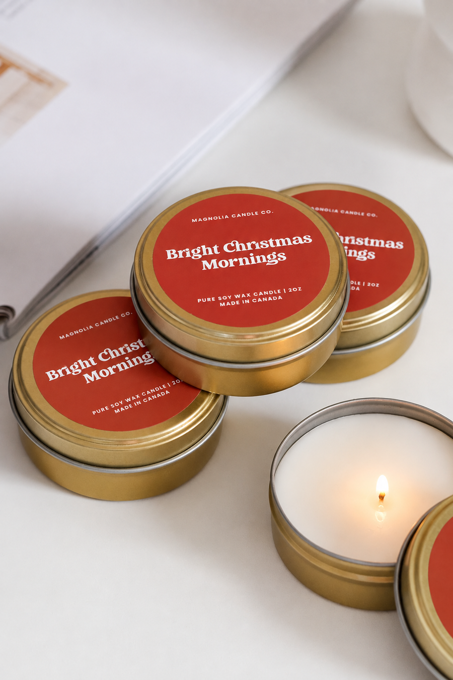 Mini Soy Candle  |  Bright Christmas Morning  |  2oz Tin