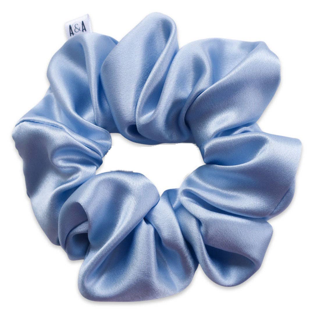 100% Silk Scrunchie  |  Light Blue  |  Regular