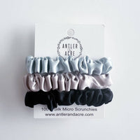 Thumbnail for 100% Silk Scrunchie Trio  |  Ice Blue  |  Micro
