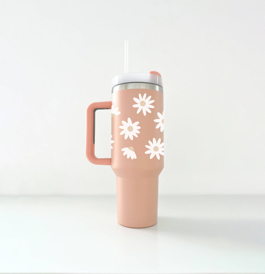 Tumbler 40oz - old-pink: SUMMER FLOWERS