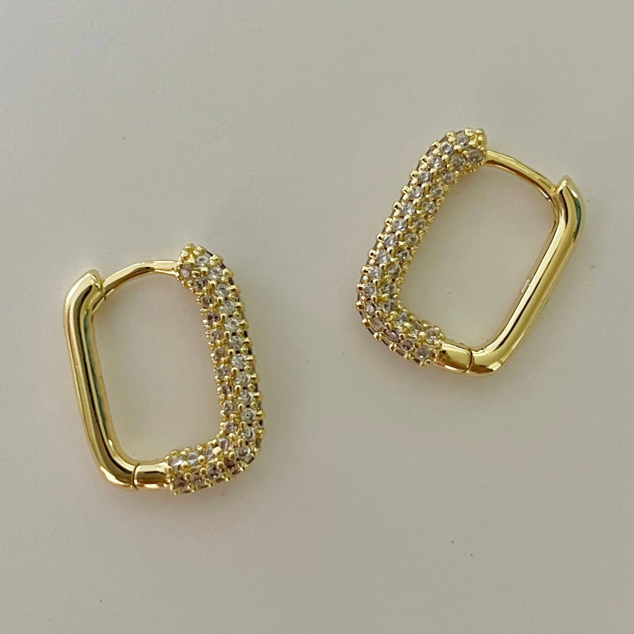 Rectangle Stone Earrings  |  White Zirconia