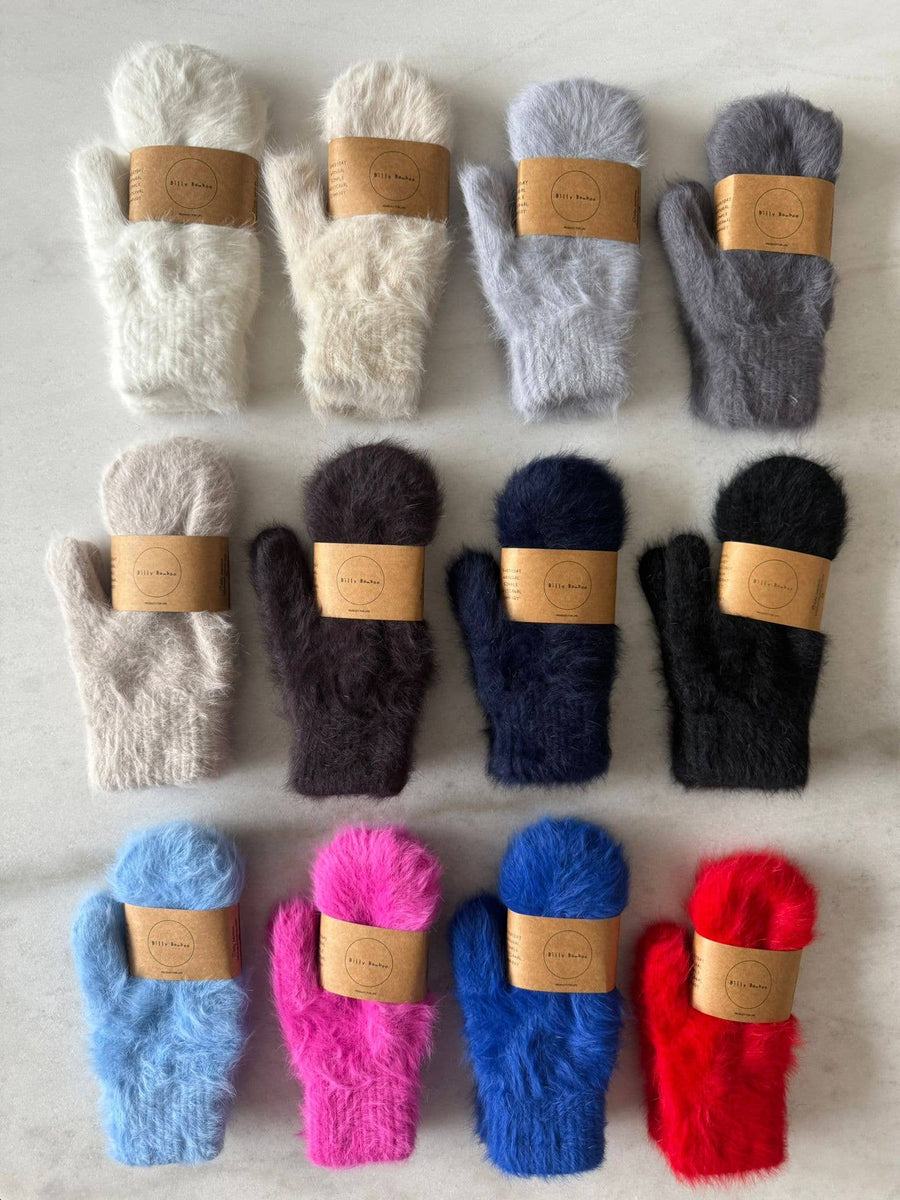 Fluffy Angora Mittens -  Baby blue