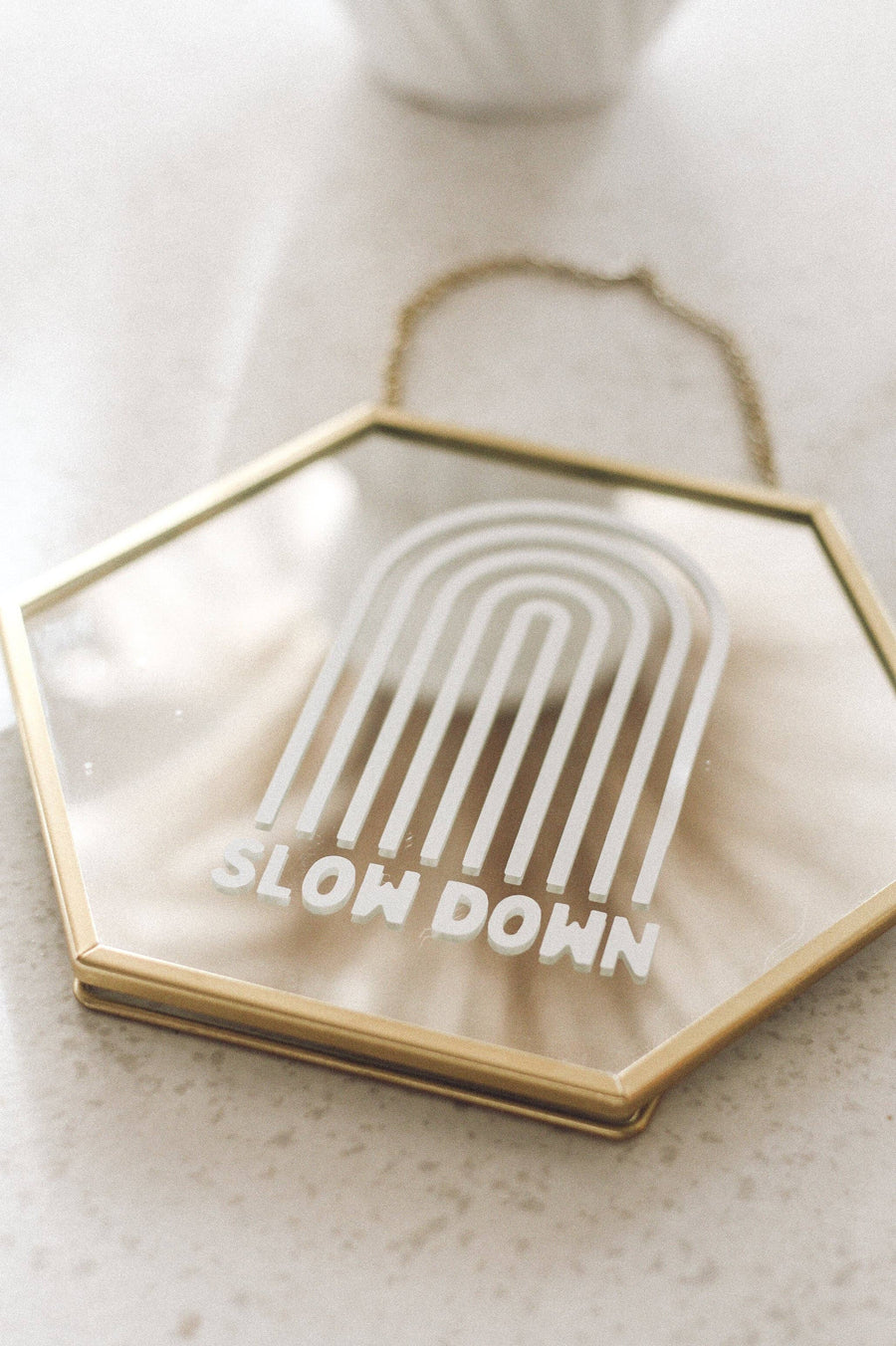 Slow Down Rainbow Mirror Decal