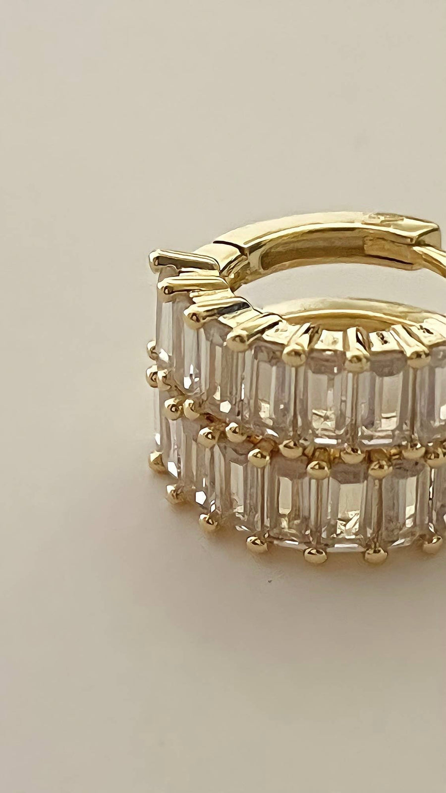 Liya Rectangle Stones Huggies  |  Gold