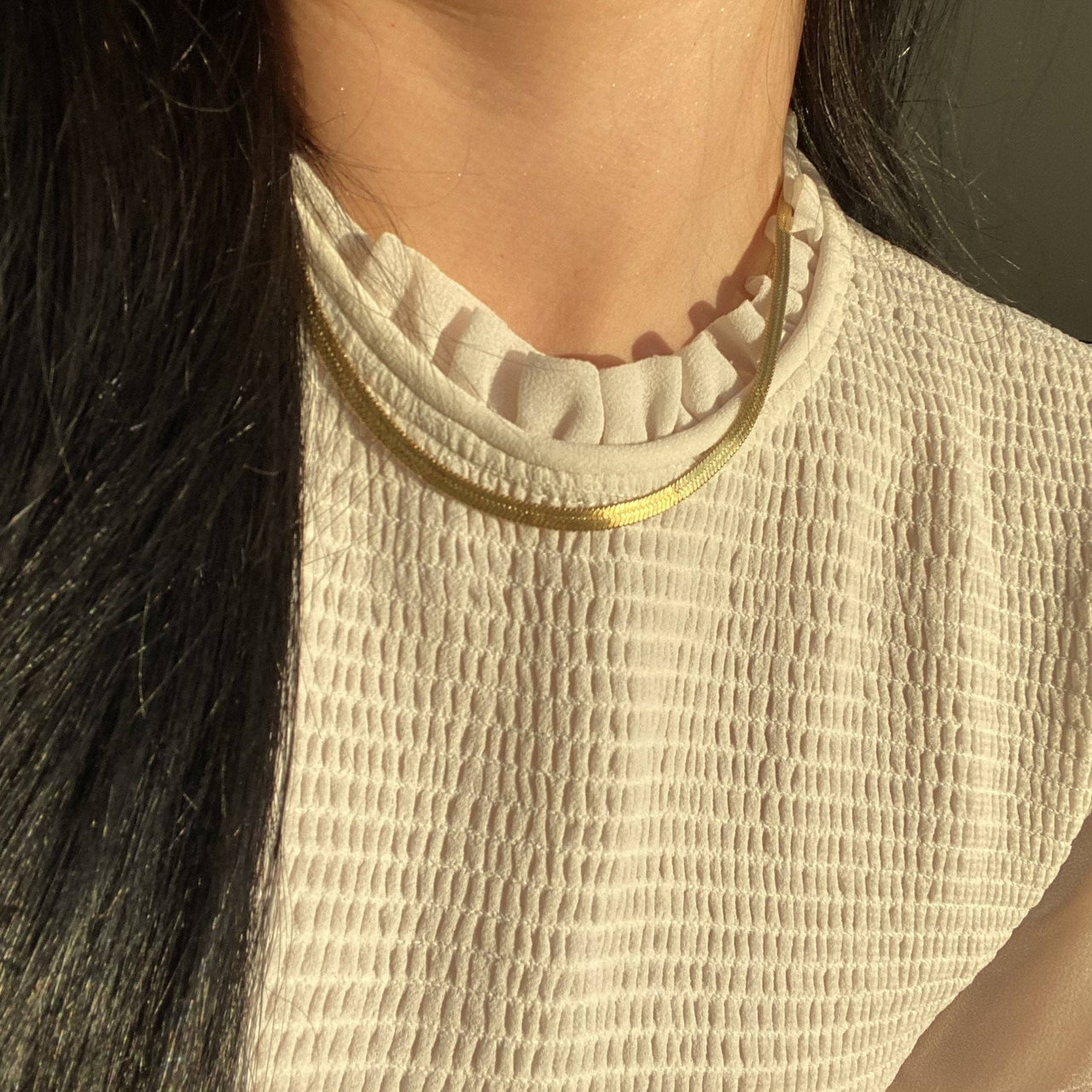 Cascade Herringbone Necklace - Gold