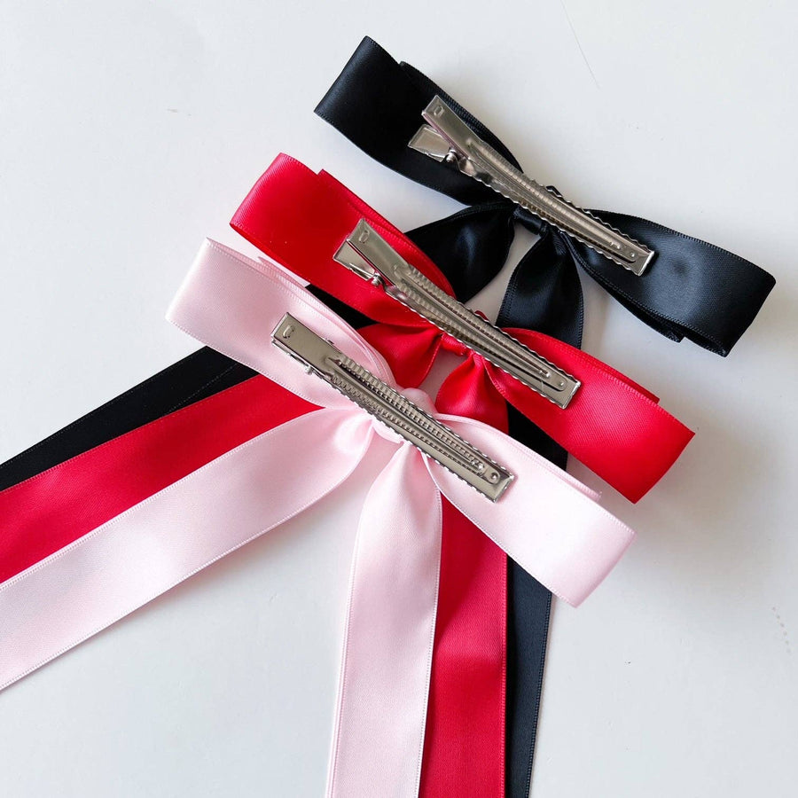 Satin Bow Hair Clip  |  Navy Blue