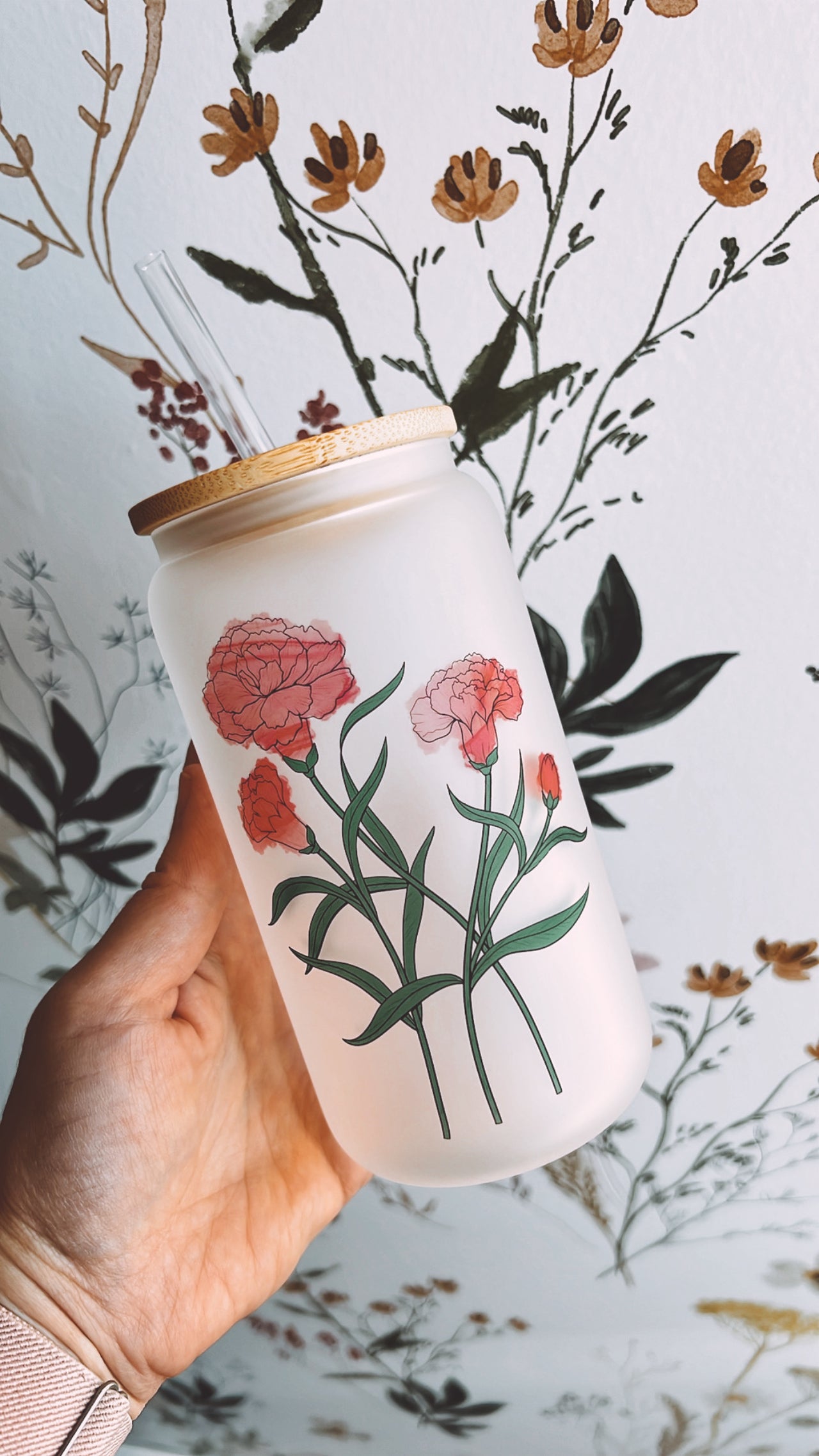 Glass Tumbler - Carnation Frosted